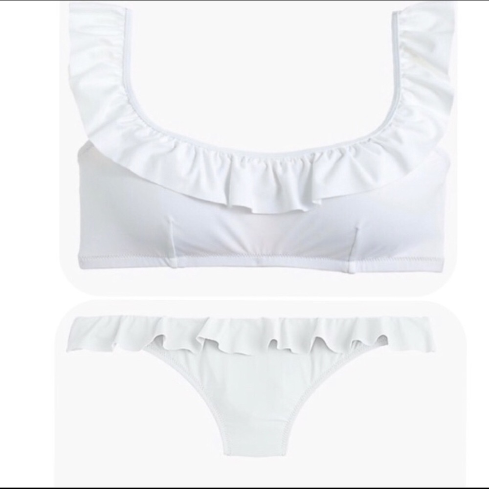 JCrew White Ruffle Bikini